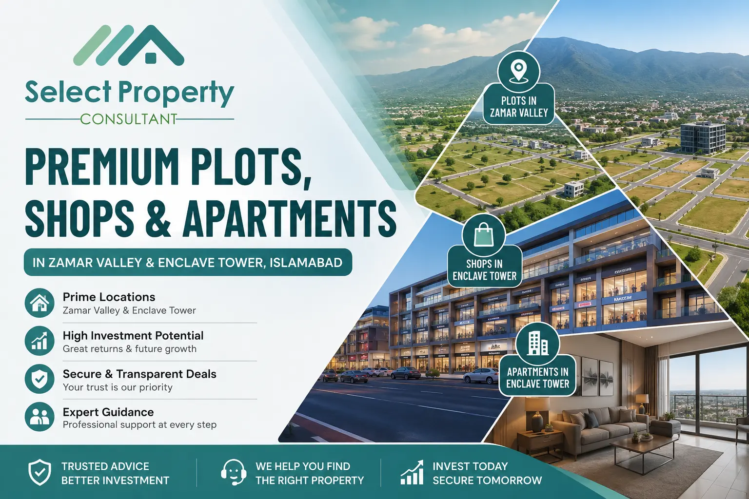 Select Property Consultant: Premium Plots, Shops & Apartments in Zamar Valley & Enclave Tower, Islamabad